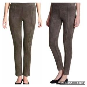 Andrew Marc Pants Skinny Faux Suede Microfiber Ankle Taupe Brown XL Casual Chic